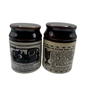 Vintage Ye Olde Canadian Crock Prints Ceramic Salt And Pepper Shakers